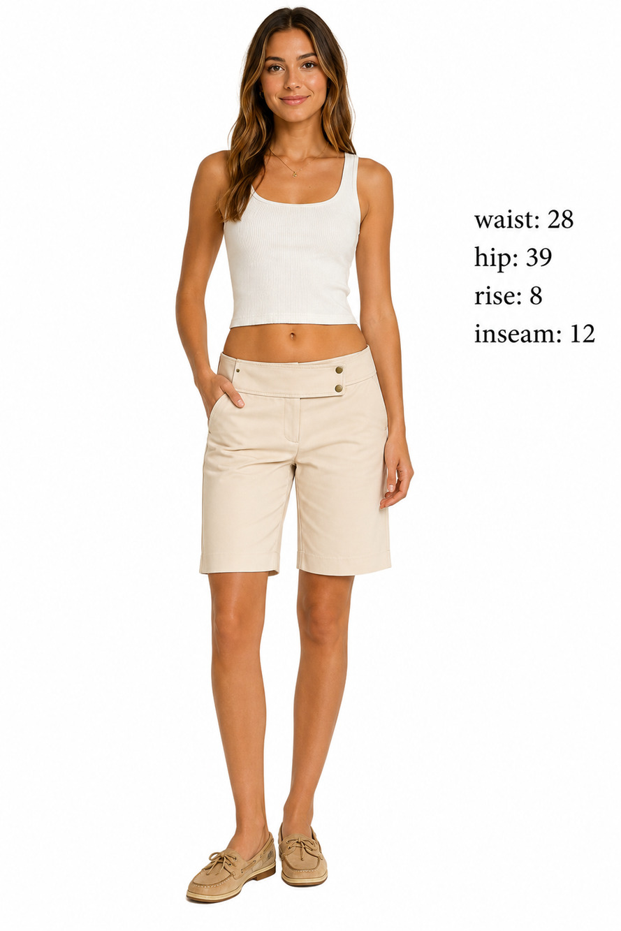 Etcetera Womens Y2K Low Rise Cotton Stretch Bermuda Shorts 12" Inseam sz 2